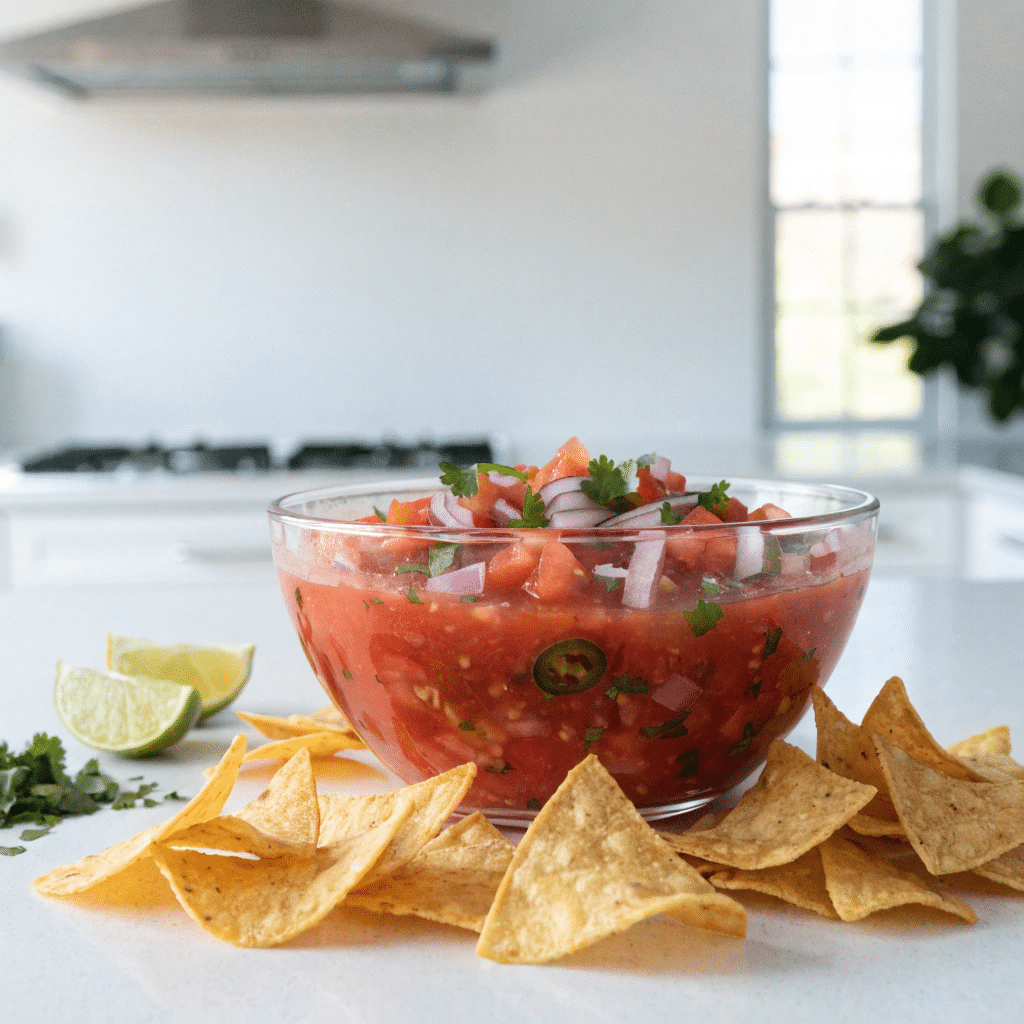 5-Minute Fresh Salsa: The Easy Homemade Recipe That Beats Store-Bought 1 realistic lifestyle blog photography of a vibrant