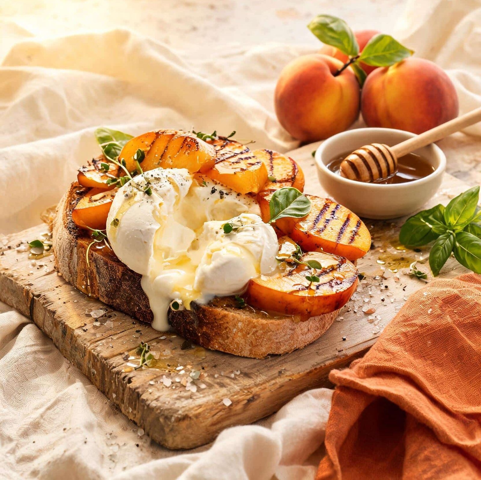 Grilled Peach Burrata Toast: The Ultimate Summer Recipe That Looks Fancy but Takes 15 Minutes 1 seedream 5.0 lite a A gorgeous vertical e1779579295503