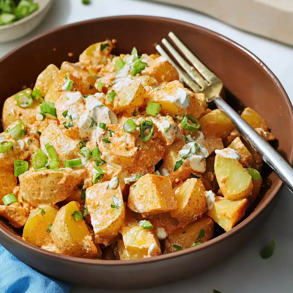 buffalo potato salad with blue cheese and celery