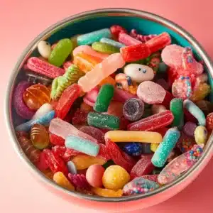 Candy Salad Recipe Card with Ingredients and Instructions