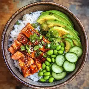 Crispy rice salad recipe with gochujang salmon