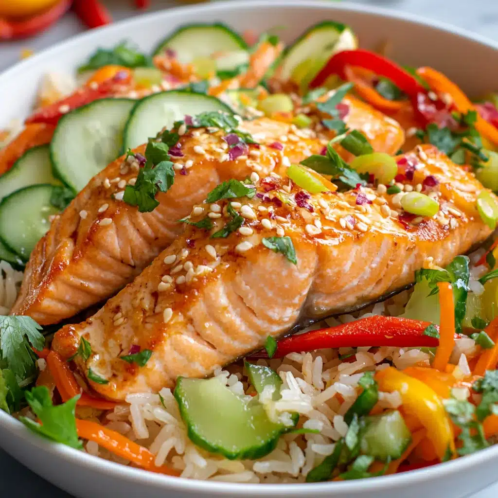 Crispy Rice Salad Salmon with Fresh Vegetables