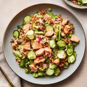 Printable image of crispy rice salmon salad recipe