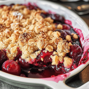 Easy Homemade Cherry Crumble Recipe Card – Ingredients and Instructions