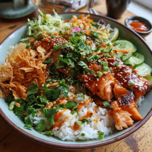 Delicious Fishbowl Salmon Salad Recipe – Healthy & Flavorful 2 Fishbowl Salmon Salad recipe card with ingredients and cooking steps.