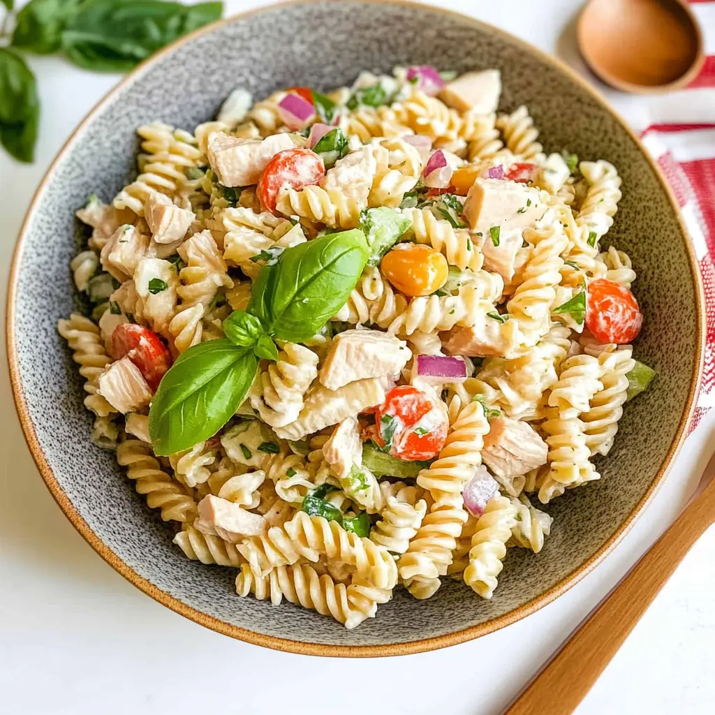 Finished Turkish Pasta Salad served with fresh herbs