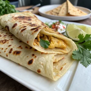 flour butter tortilla recipe with soft homemade tortillas on wooden board