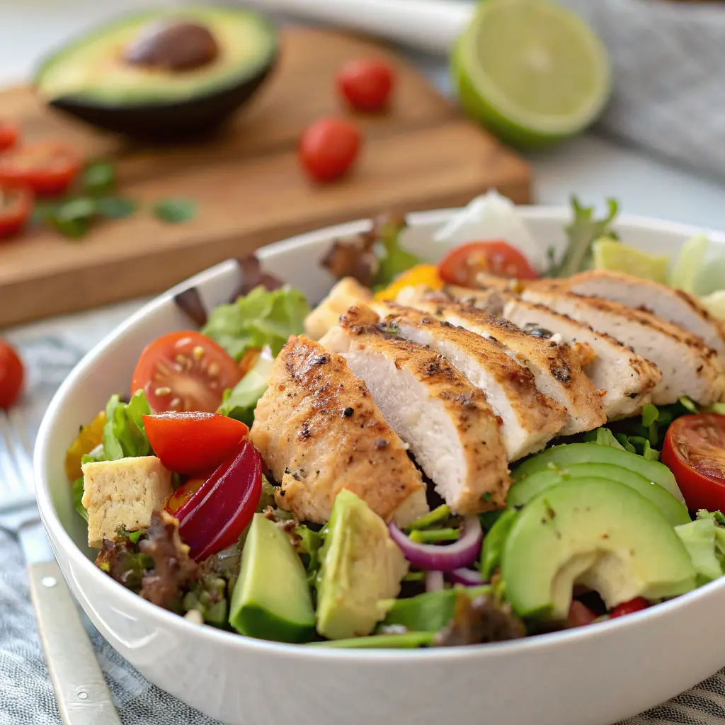 Marry Me Chicken Salad Ingredients served in a bowl with tender chicken, crunchy vegetables, sun-dried tomatoes, and a creamy dressing
