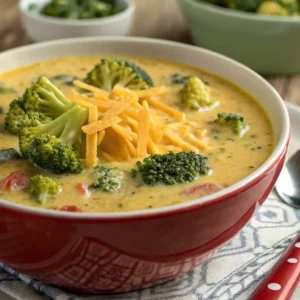 Panera Bread Broccoli Cheddar Soup Recipe served in a warm bread bowl