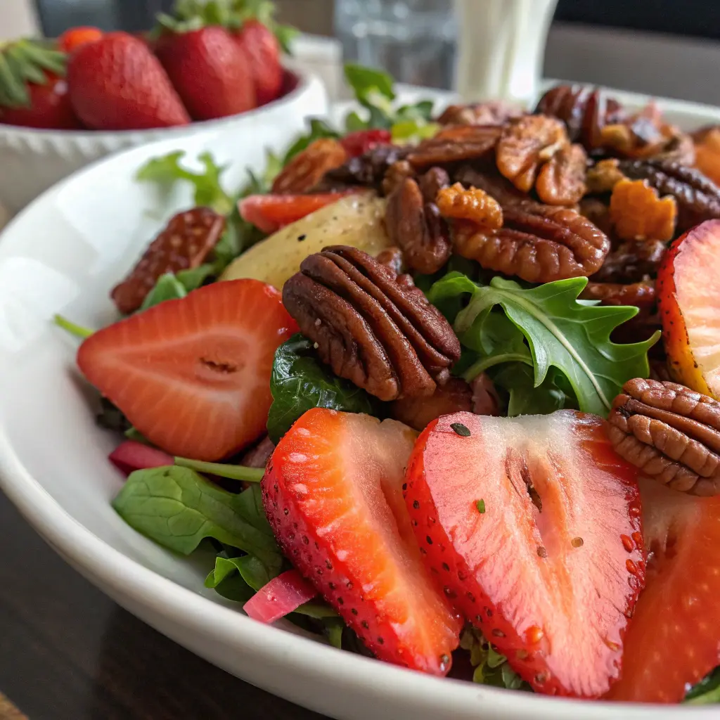 Salad with Strawberries and Candied Pecans