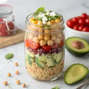 Quinoa and Chickpea Mason Jar Salad