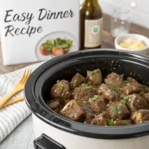crockpot recipes - High Protein Slow Cooker Garlic Butter Beef Bites - Easy Dinner Recipe!