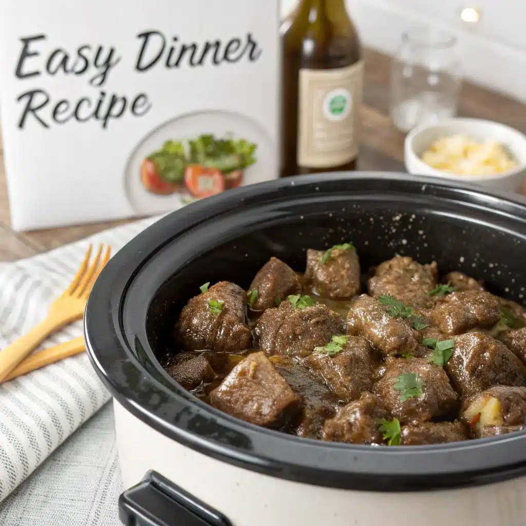 crockpot recipes - High Protein Slow Cooker Garlic Butter Beef Bites - Easy Dinner Recipe!