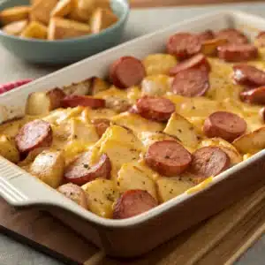 easy dinner recipes - Cheesy Ranch Potatoes and Smoked Sausage