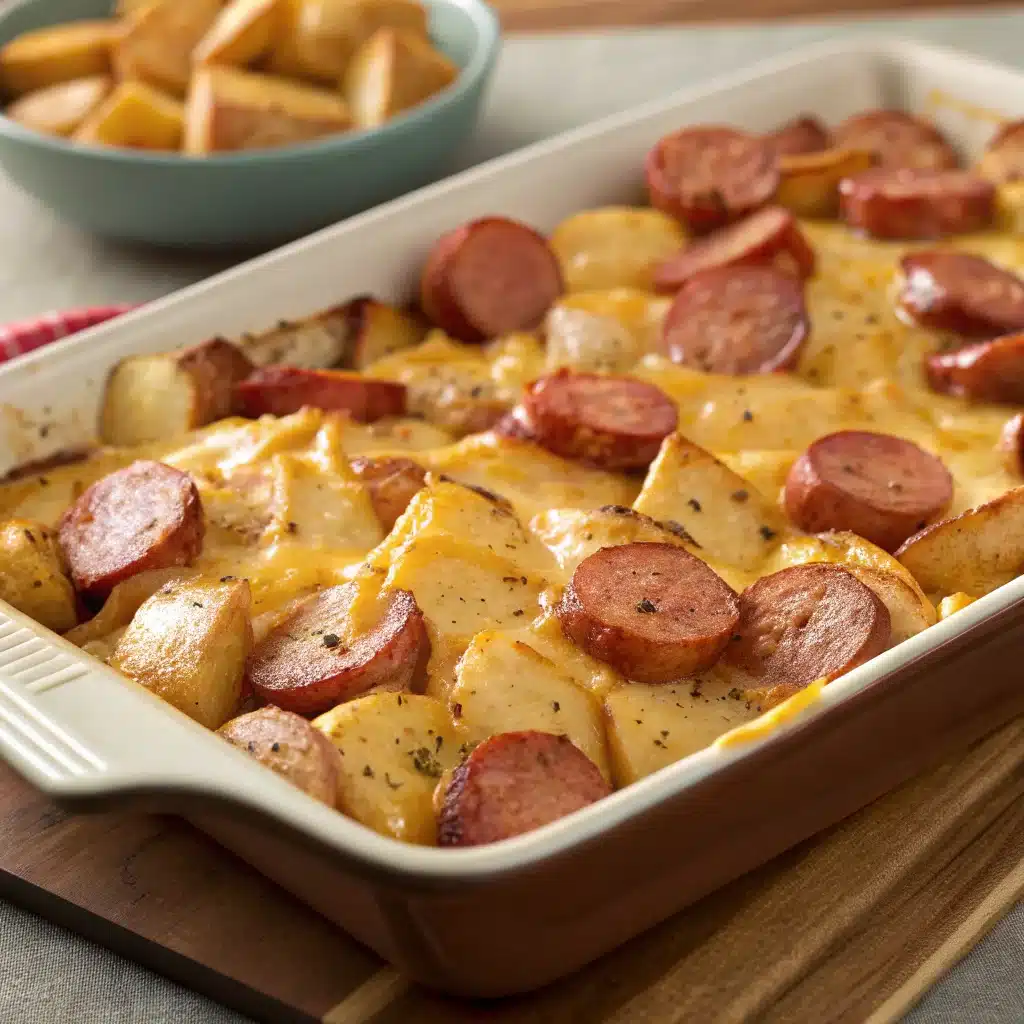 easy dinner recipes - Cheesy Ranch Potatoes and Smoked Sausage