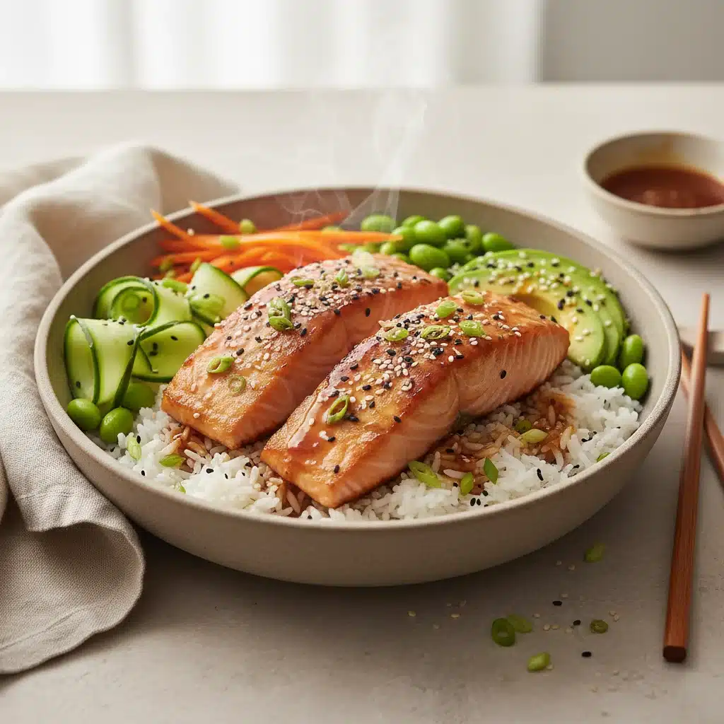 miso glazed salmon bowls 1