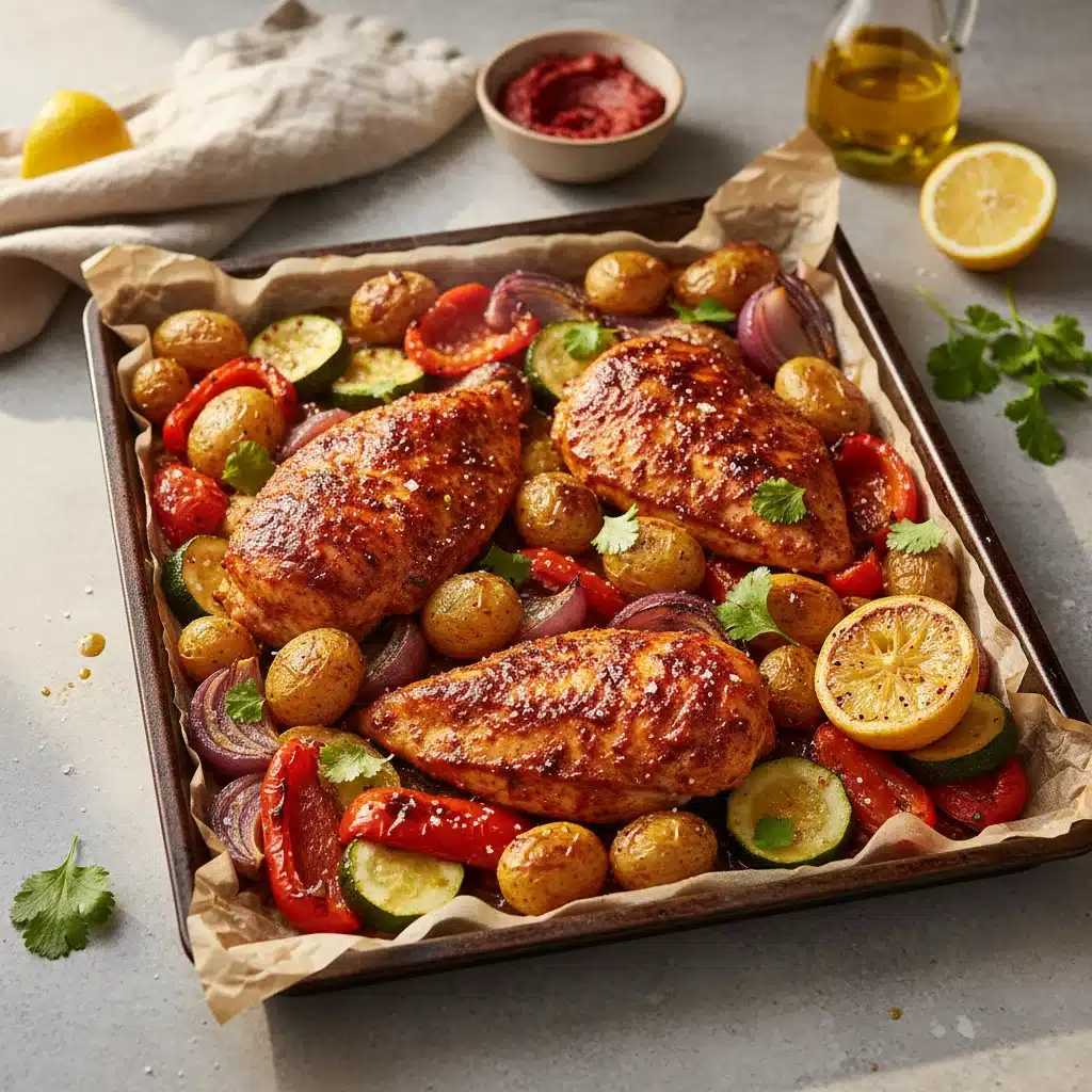 sheet pan harissa chicken 1